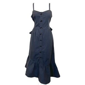 Derek Lam 10 Crosby Button Front Ruffle Midi Dress Black 8